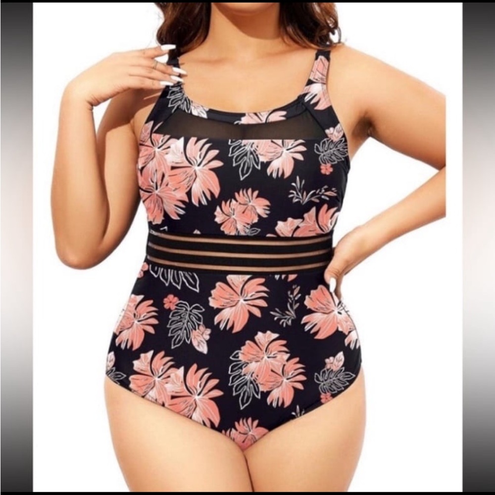 Daci Women’s Floral Tummy Control One Piece Swimsuit NWT XXL